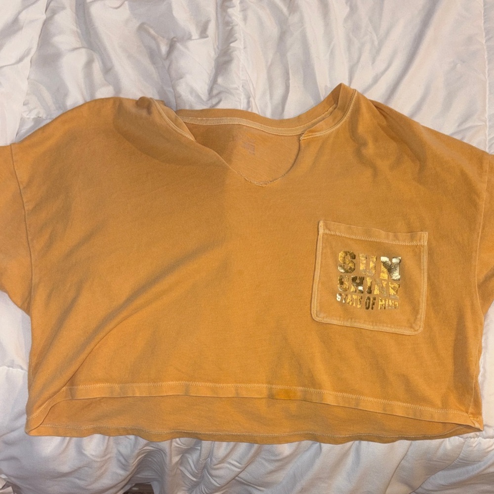 Aerie Gold Graphic Crop Top